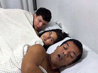 Horny Boyfriend Pounds Her in Rough Doggy Style Right as Tiny Stepbrother Sits Beside Them
