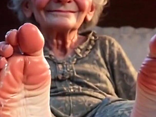 Submissive Mans Serving Old Granny's Ugly Feet - Humiliation