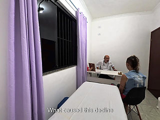 Orthopedic doctor takes off the patient's clothes and ejaculates on her face.