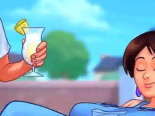 Summertime saga: cougar mature MILF seduces Younger man in her backyard ep 108