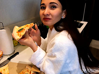 Pizza Dinner with Cum Sause in My Mouth