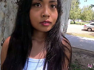 Luna Mills First Casting - Busty Asian Teen Takes Big Cock in POV