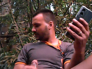 Handjob in the middle of the bush at dusk