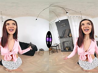 A solo performance with a beautiful brunette model having long hair