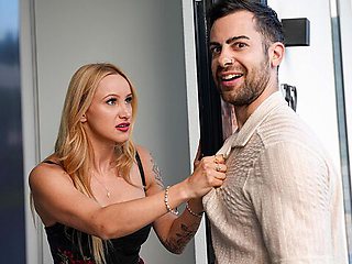 Blonde on glossy high heels Juicy Jane impaled in the sideways pose