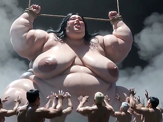 Giant SSBBW Tied up - Tiny Men Exploring Deep Inside Her Wet Cunt