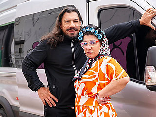 Pierced Belly Mature Gets Ass Fucked in Driving Bus