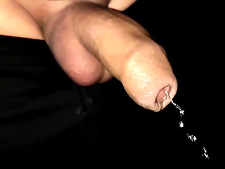 Long Slow-mo Piss. Peeing Uncut Cock in the Night