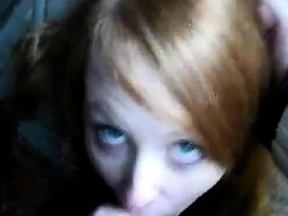 Redhead Amateur BlowJob in Public with a Facial Finish