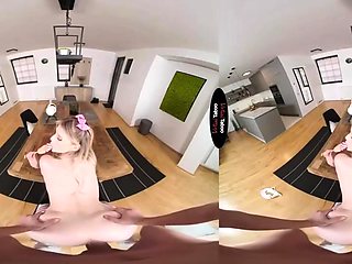 Busty blondie experiences her woman orgasm