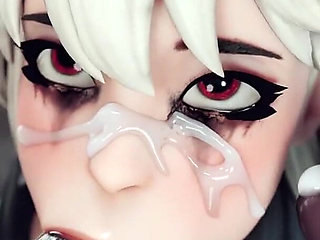 Cum Faced Tight Teen Slut Deepthroating BBC, Bald Pussy Ciri Squirts as She Deepthroats a Cock