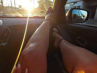 Stepson Takes His Stepmom to Work in the Morning, and She Spreads Her Legs and Starts Teasing Him in the Car