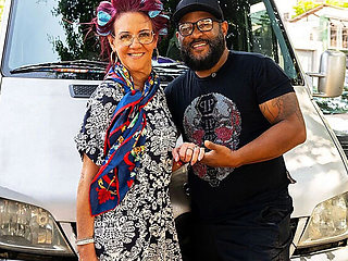 Redhead Granny with Glasses Gets Anal in Van - Rough Pickup Sex