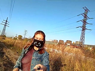 Walking in front of the factory and candle my pussy