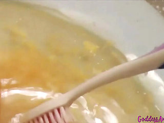 Goddess Amanda Humiliates Piggy Slave with Food & Toothbrush in Bathroom Fetish