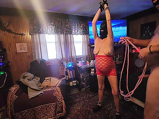 Amateur BBW Grandma Hanged by Her Big Tits and Whipped Hard - Homemade Bondage