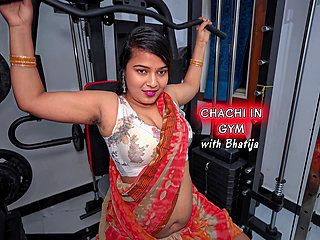 Chachi ki chut dekhi Gym me- desi Chachi workout in gym with Saree, Horny Chachi fucked in gym by bhatija in HINDI Audio.