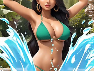 Jaya Anjali in resort beach hotel (Ai model)