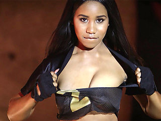 Petite black girl enjoyed passion posing
