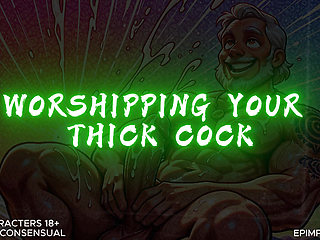 Male Moaning and Admiring Thick Cock