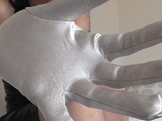 Long, Shiny Silver Satin Gloves Turn You on so Much - Lady Victoria Valente