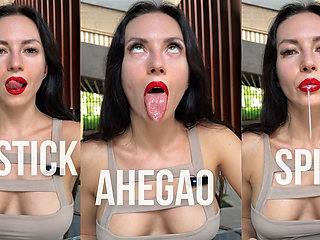 Red Lipstick Spit & Drool Worship - Lips Fetish Tease