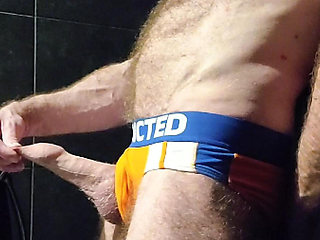 Muscle Bear Showing off His Uncut Cock