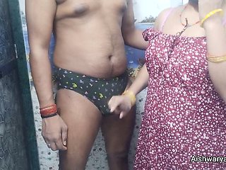 Steamy Indian Bhabhi Aishwarya gives handjob and gets cummed on her panties