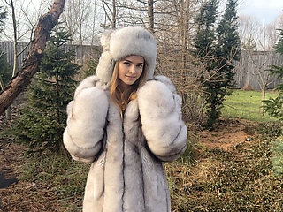 Outdoor Fur Teasing, Fur Coat, Fur Gloves, Fur Hat. Perfect Fur Fetish Sex!