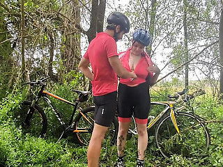 Unknown Biker Fucks Me Hard Outdoor - Big Natural Tits and Cum in Mouth