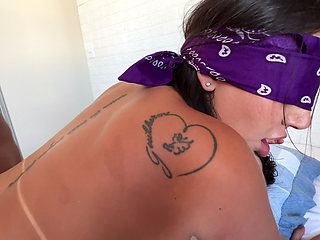 Married Woman Blindfolded Receives Huge Surprise During Double Penetration