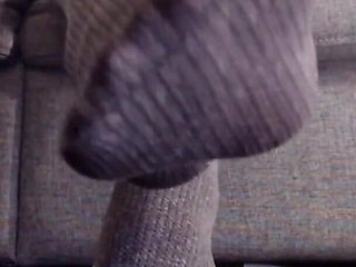 Slipping Into Grey Knit Pantyhose