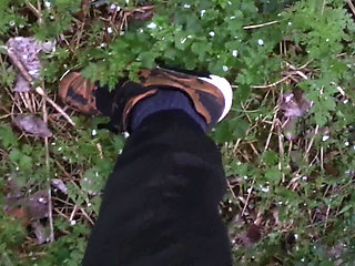 Outdoor Cumshot While Tip Toes Standing in the Sneakers POV
