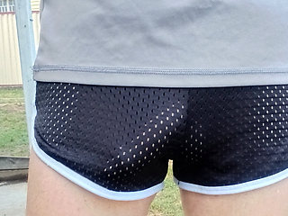 Str8 freeballing on a public road turns into naked street walking