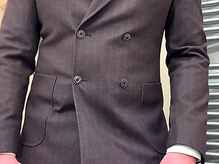 Businessman in Suit Jerks off on His Patent Leather Shoes
