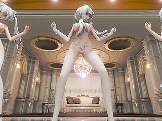 [mmd] Triple Happy Glory Step White Silk Jk Student Girl Cheongsam Striptease
