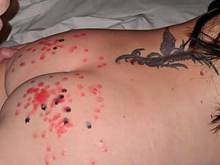 He drips wax on my ass and then cums on my pussy to cool me off!