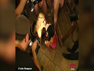 Ggg - Live Gangbang: Blonde & Brunette Suck off the Crowd