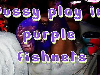 Kepi Carter Plays with Her Pussy in Purple Fishnets