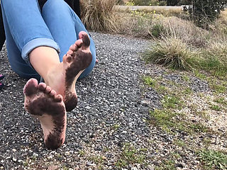 Dirty Feet Soles Walking and Teasing