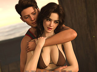 The Beach House V0.2 Part 1 - Giving Alicia a Sensual Beach Ass Massage and Peeking at Leanna