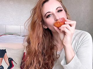 Yummy Orange Suck - Playful Tongue Tricks & Juicy Mess!
