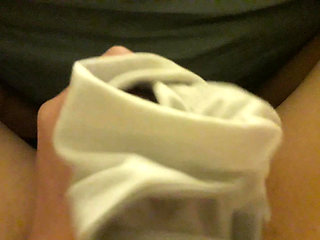 Masturbation and cumshot in my wife's panties