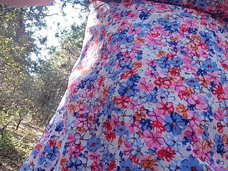 Milky Tits and Hairy Pussy Flashing in the Forest