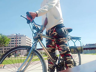 Young Man with His Bicycle Pees