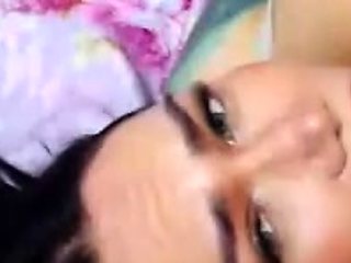 Big tit shemale jerks her long cock