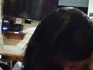 Nervous Latina in her first blowjob