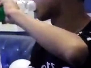 Close up POV of teen sucking cock