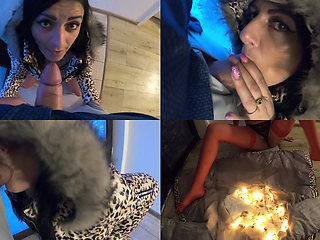 Facefucked, Covered in Cum & Burning My Glossy Puffer Jacket