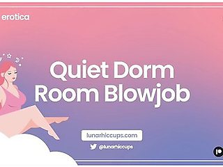 Quiet dorm room blowjob with audio roleplay